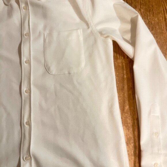 NEW ZARA MENS LONG SLEEVE TEXTURED SHIRT TOP M ECRU WITH FRONT POCKET - Picture 5 of 7